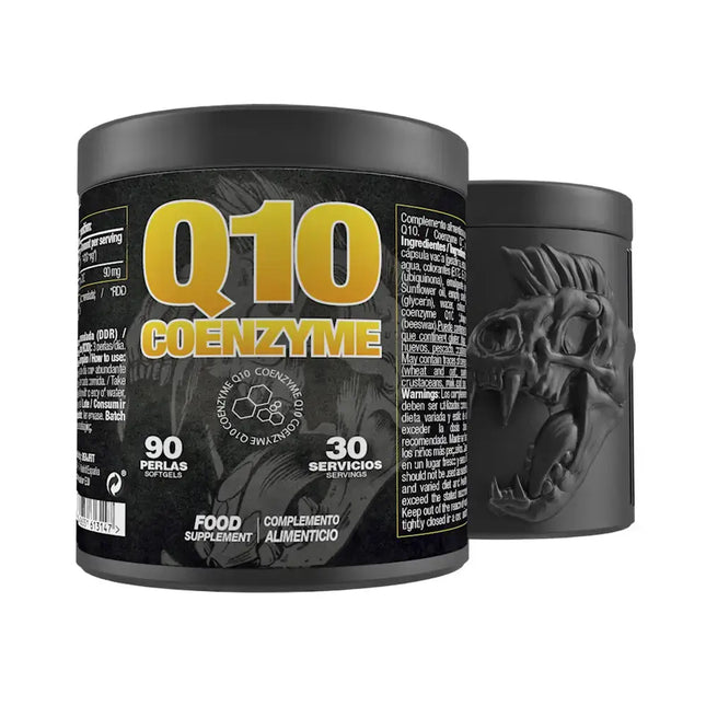 Deux conteneurs noirs de compléments Coenzyme Q10 pour la production d’énergie cellulaire